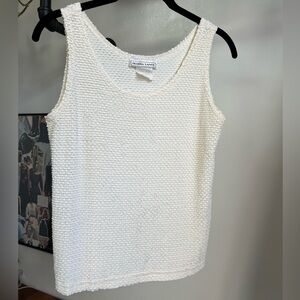 Vintage 90’s Gloria Lance Scallop Texture Ivory Tank Top Sleeveless Vest Small